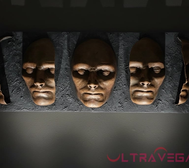 Blood Worm Moon wall hanging sculpture, Faces of reddish brown cascading and waxing and waning. 