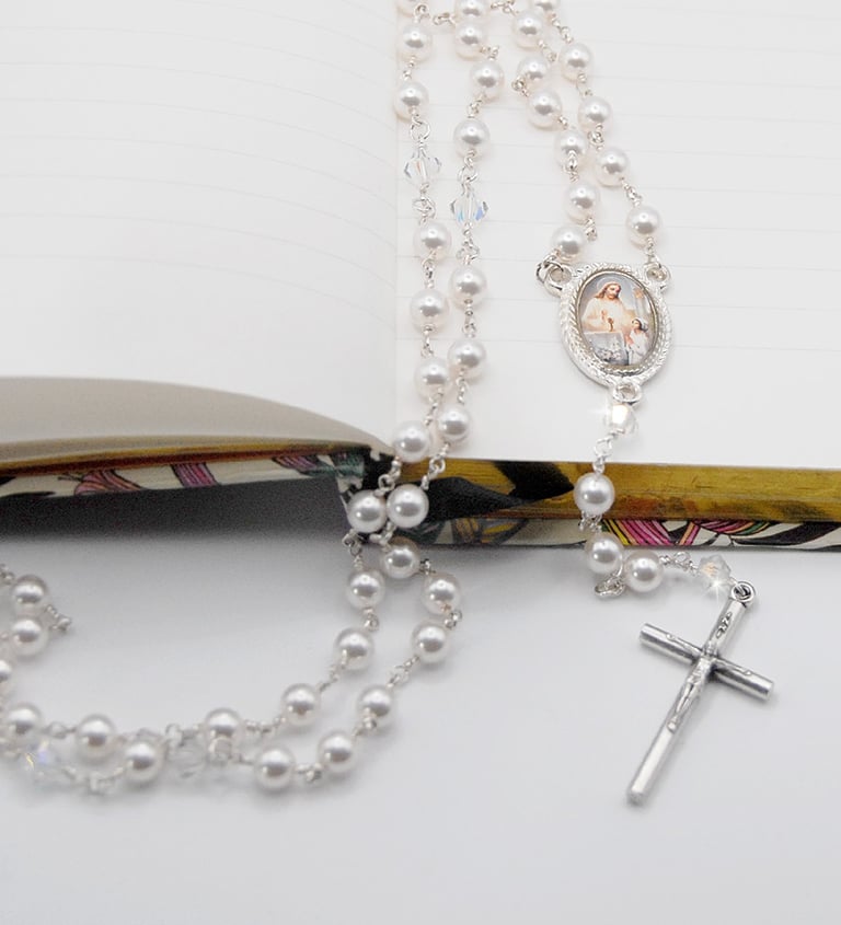 personalised first holy communion rosary beads Northern Ireland