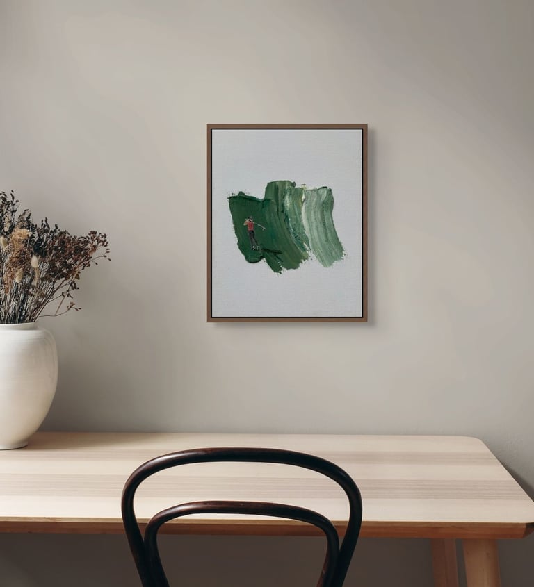 Custom golf painting in collectors home in the kitchen, was a gift from daughter to dad.