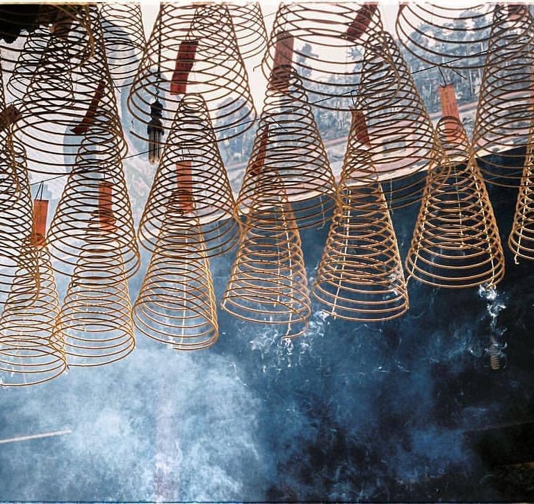 Incense in pagoda shot on film