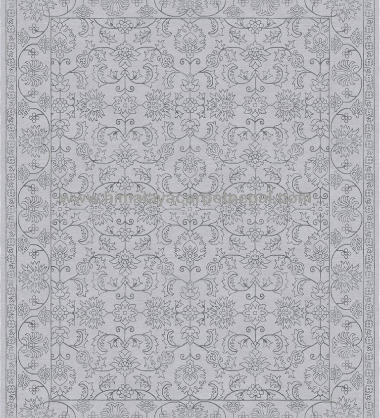 Custom Rugs - Contemporary traditional floral hand-knotted rug with intricate geometric patterns