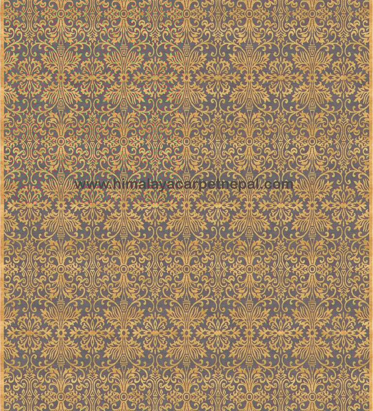 Custom Rugs - Contemporary traditional damask hand-knotted rug with intricate floral patterns