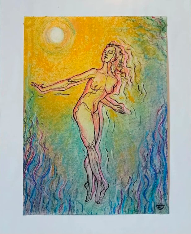 Dibujo realizado en vivo en el recital de Clara Carusa en el Coolture Café. Posca, lápices de colores, pasteles