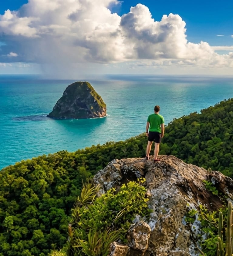 Morne Larcher : vue spectaculaire sur le Rocher du Diamant.