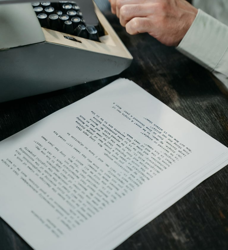 image of a scientific paper being typed