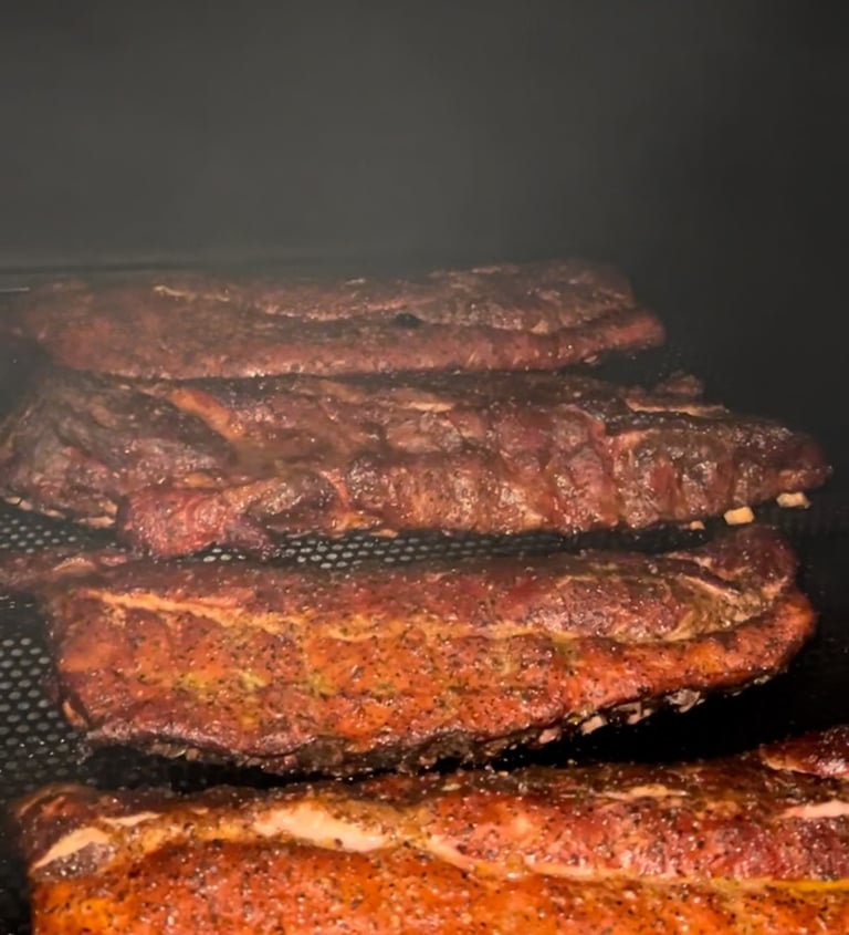 meat on the smoker