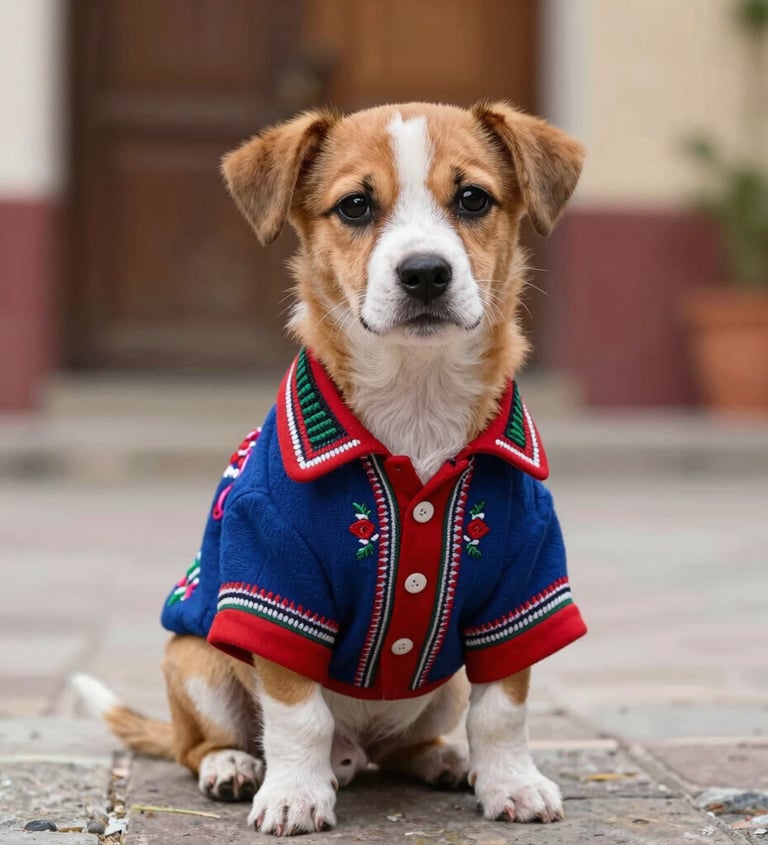 Perrito con ropa típica