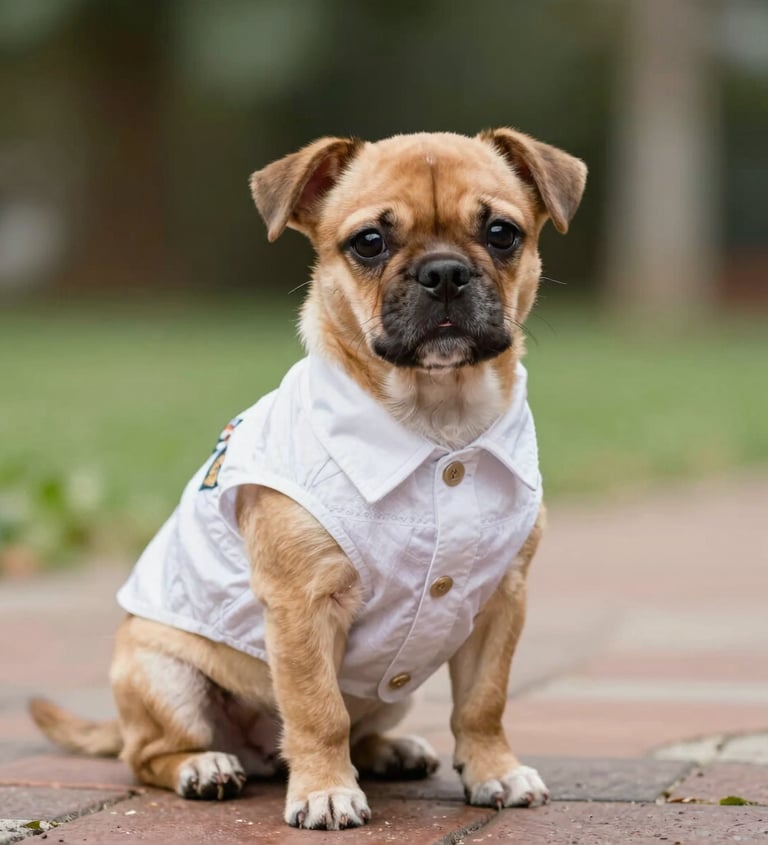 Perrito usando guayabera