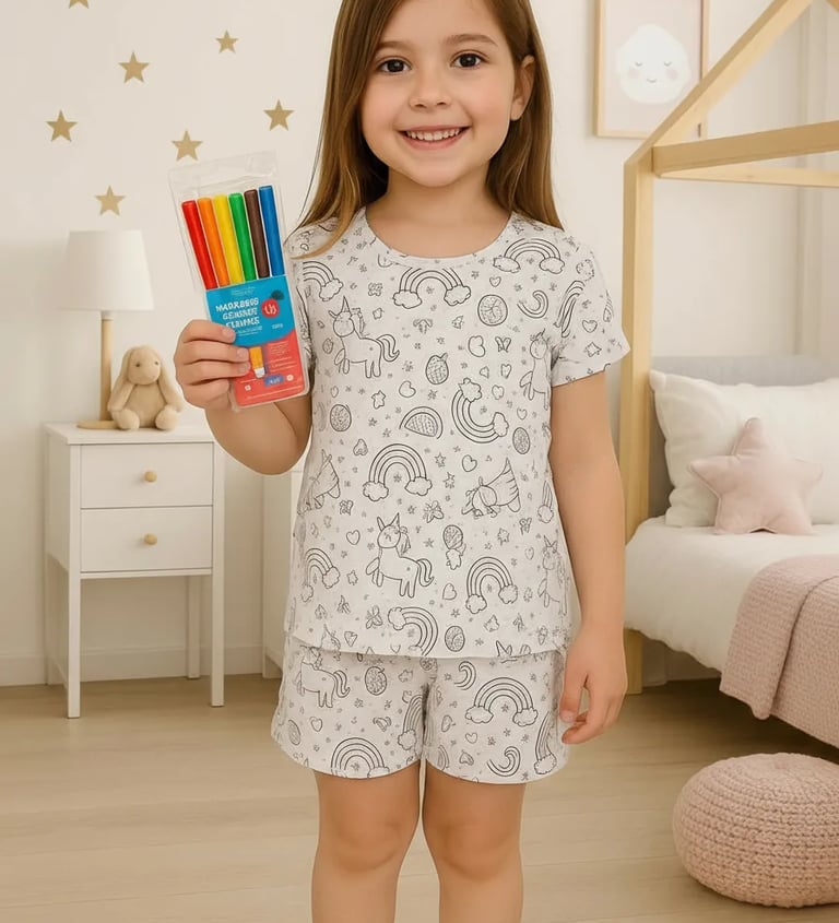 Pijama Infantil Divertido Colorir Pintar Desenho Bobbie Good