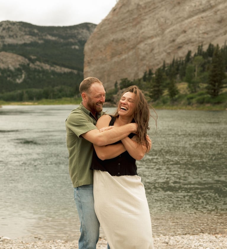 a man and woman standing next to each other