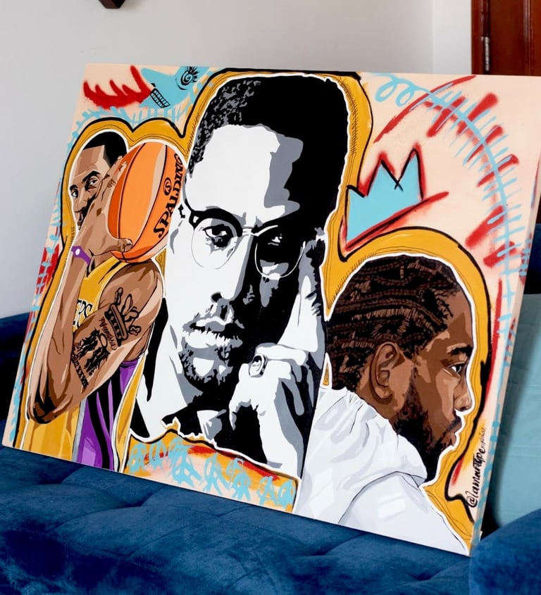 Pintura hecha a mano en técnica mixta sobre lienzo para decoración de interiores