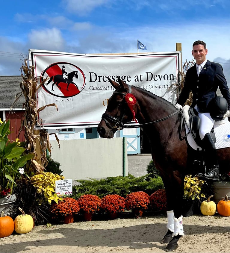 Rick Silvia with Ronja, 2nd place Dressage at Devon 2023