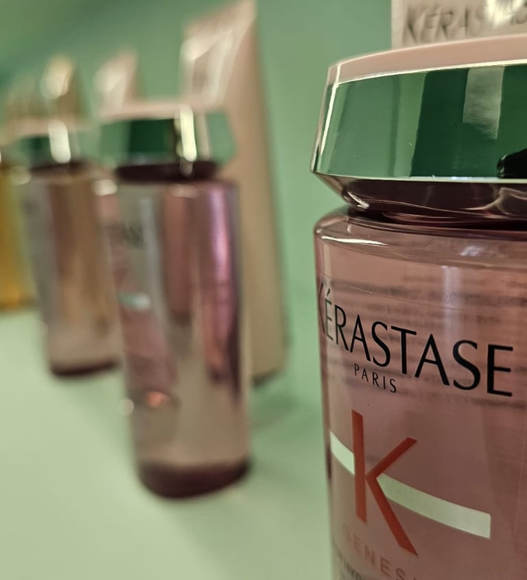 Produtos de alta performance da marca Kérastase usados no salão We Hall