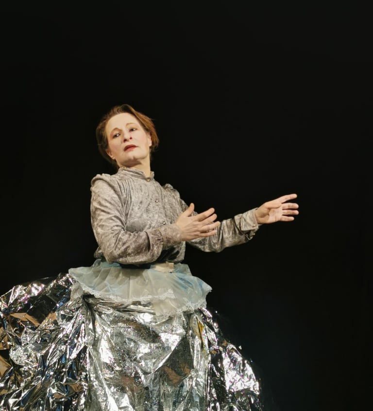 Alexandra in a silver dress