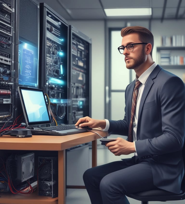 a man riding a skateboard down a street next to tall buildings