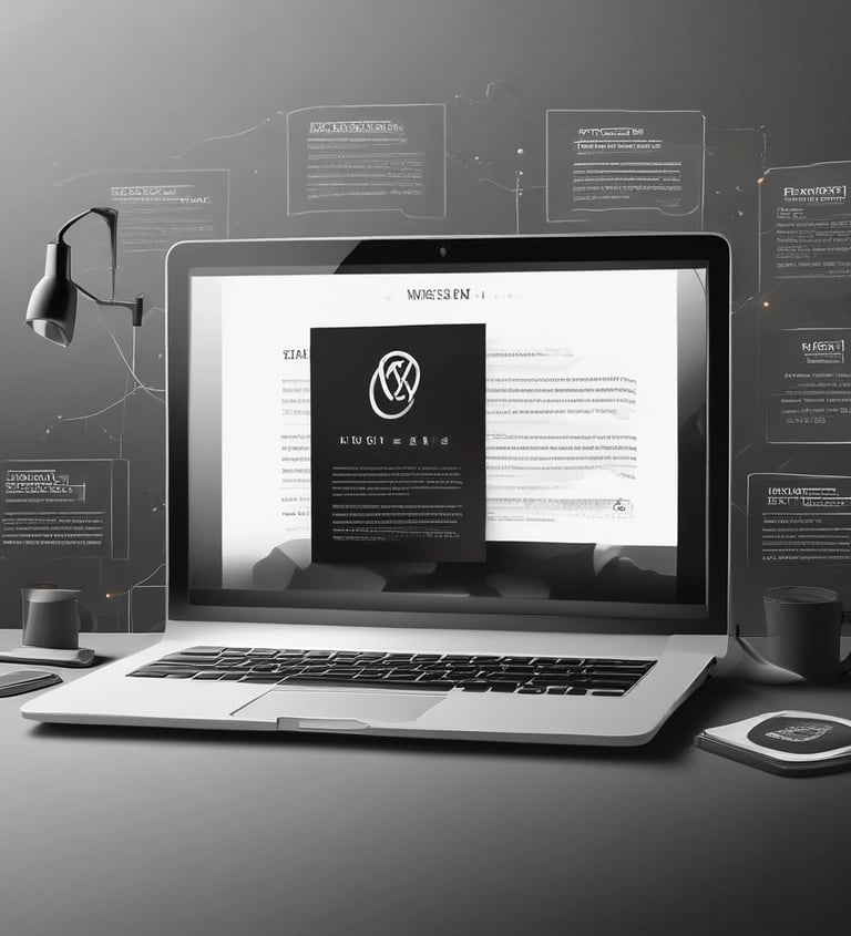 A developer coding on a laptop with a modern workspace background.