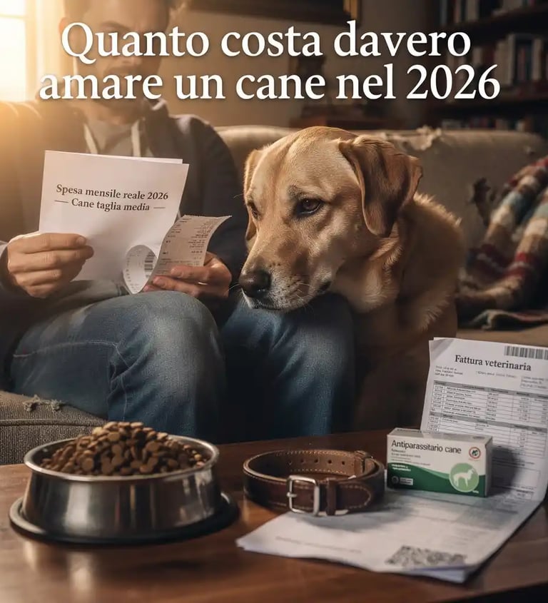 a dog sitting on a couch with a man holding a newspaper