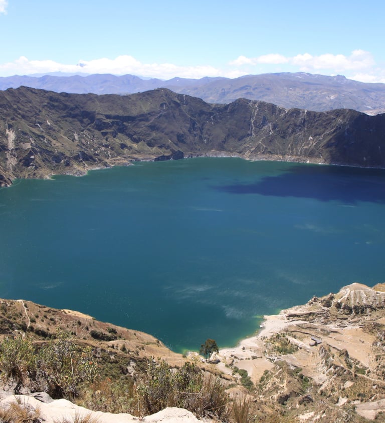 Quilotoa Lagoon with sun