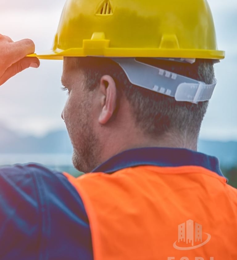 a man in a hard hat and safety vest