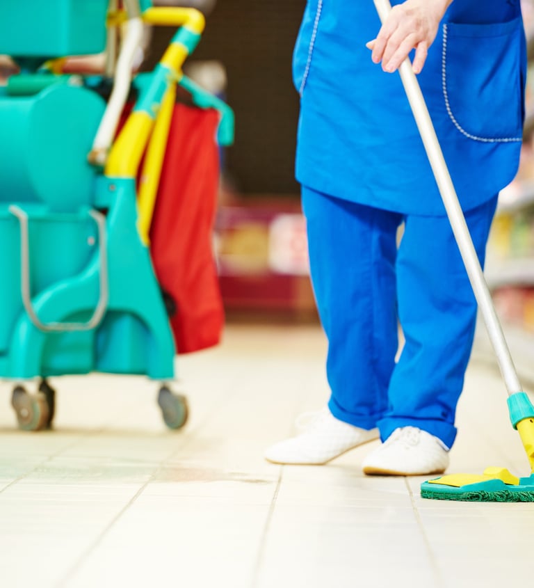 Store undergoing thorough cleaning to ensure a fresh and inviting shopping experience.