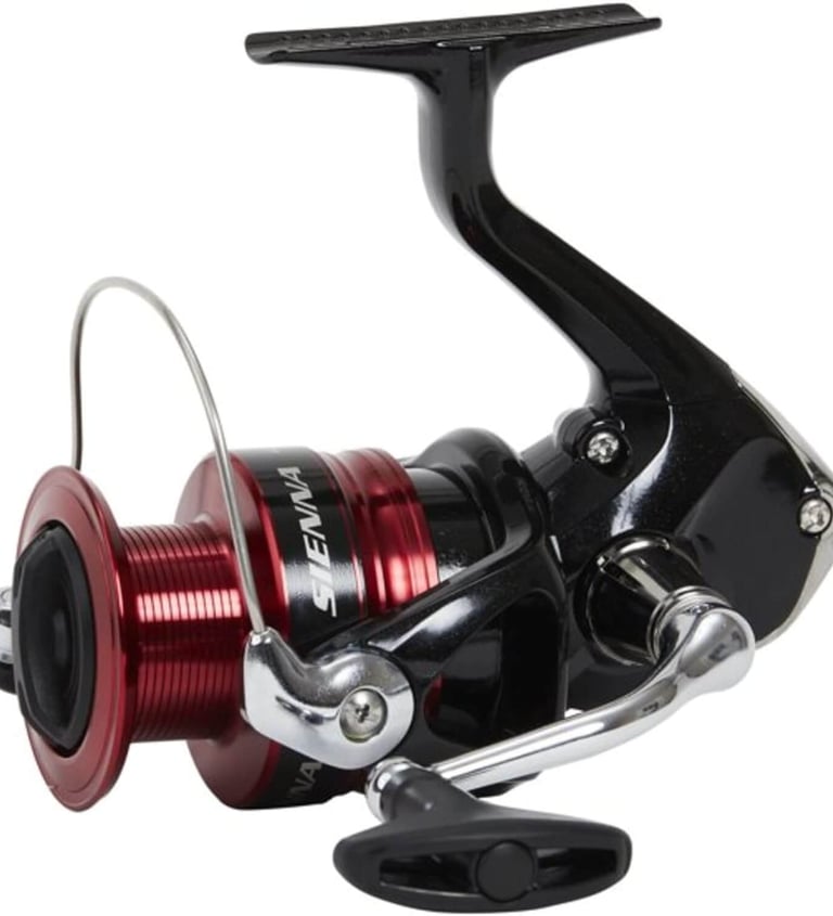 MOLINETE SHIMANO PESCA ULTRA LEVE PRETO COM VERMELHO ESCURO IDEAL PARA PEIXES PEQUENOS.