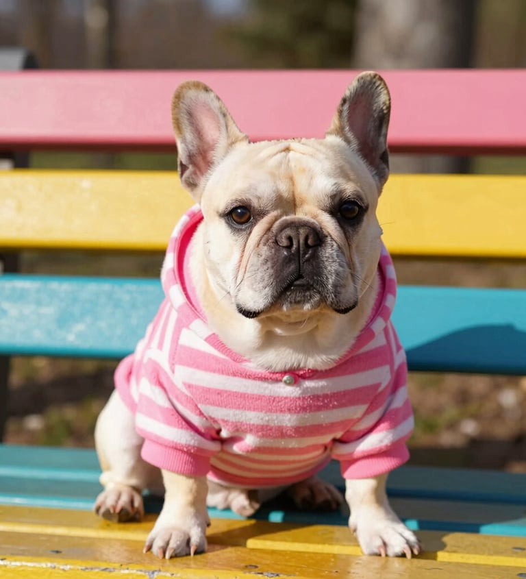 perro con playera de rayas rosas