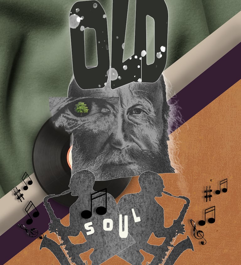 Photoshop digital art piece featuring the upper part of an older man’s bearded face all in greyscale.