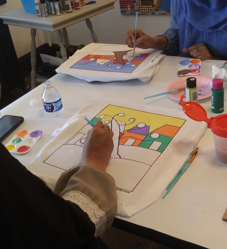 t-shirt paint parties, beginner friendly art classes, custom painted tees, birthday paint parties