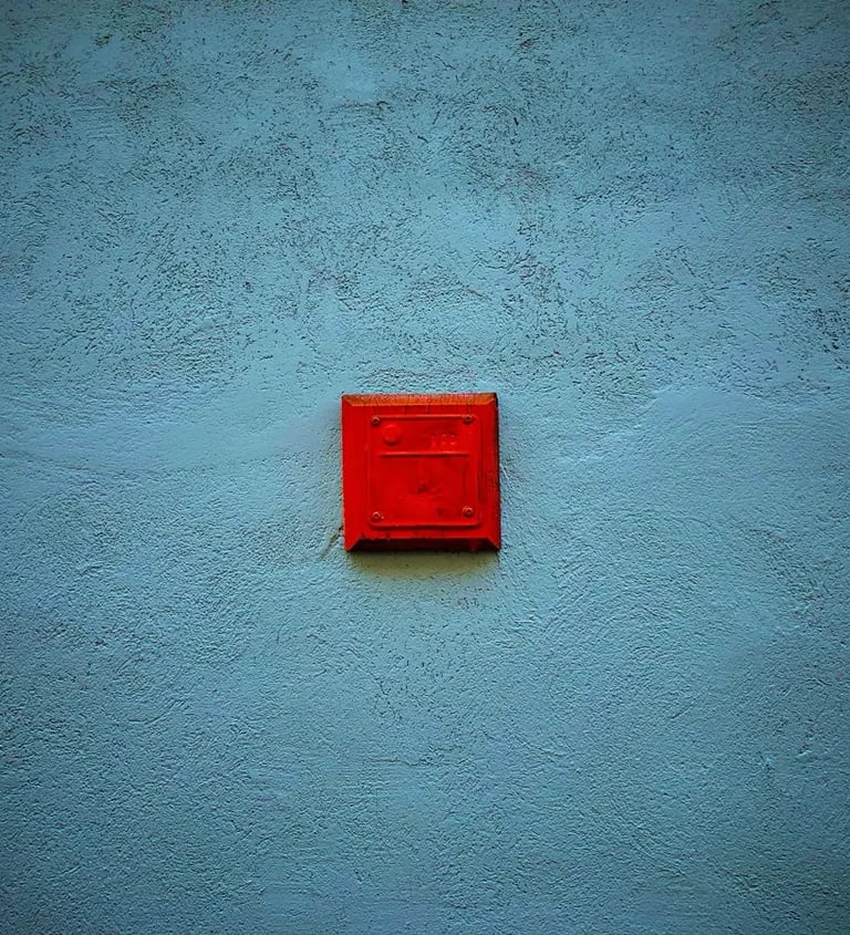 A red square painted on a wall