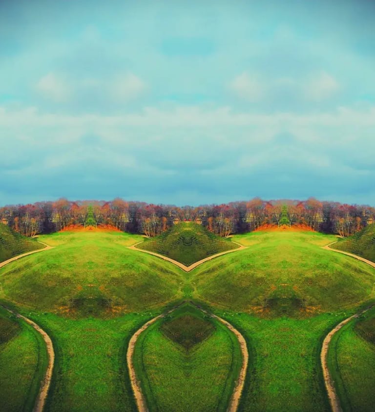 A panoramic view of a field with a majestic tree captured by a drone