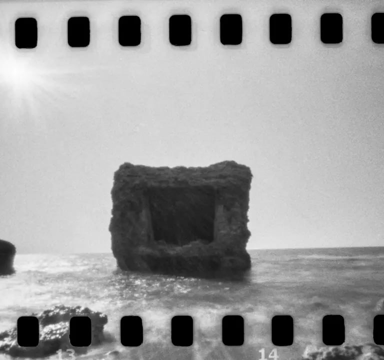 Pinhole photo on 35 mm film of seaside
