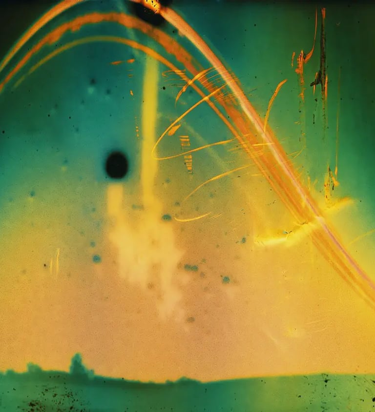 A photo featuring a yellow and green object symbolizing the sun's six-month path.
