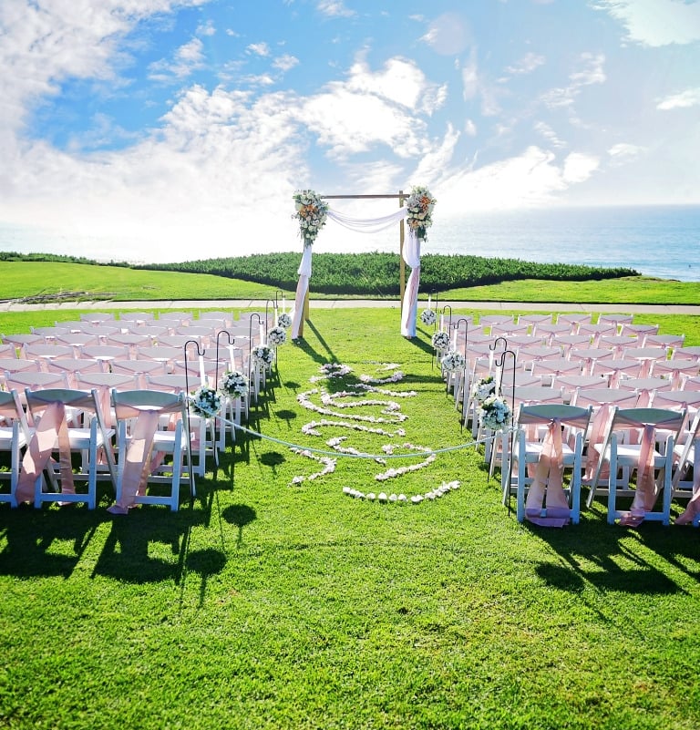 wedding set up at seagrove park, del mar