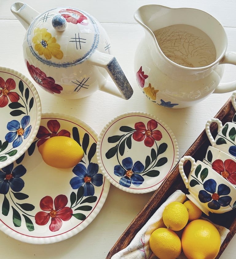 Vintage Blue Yellow Dinnerware 