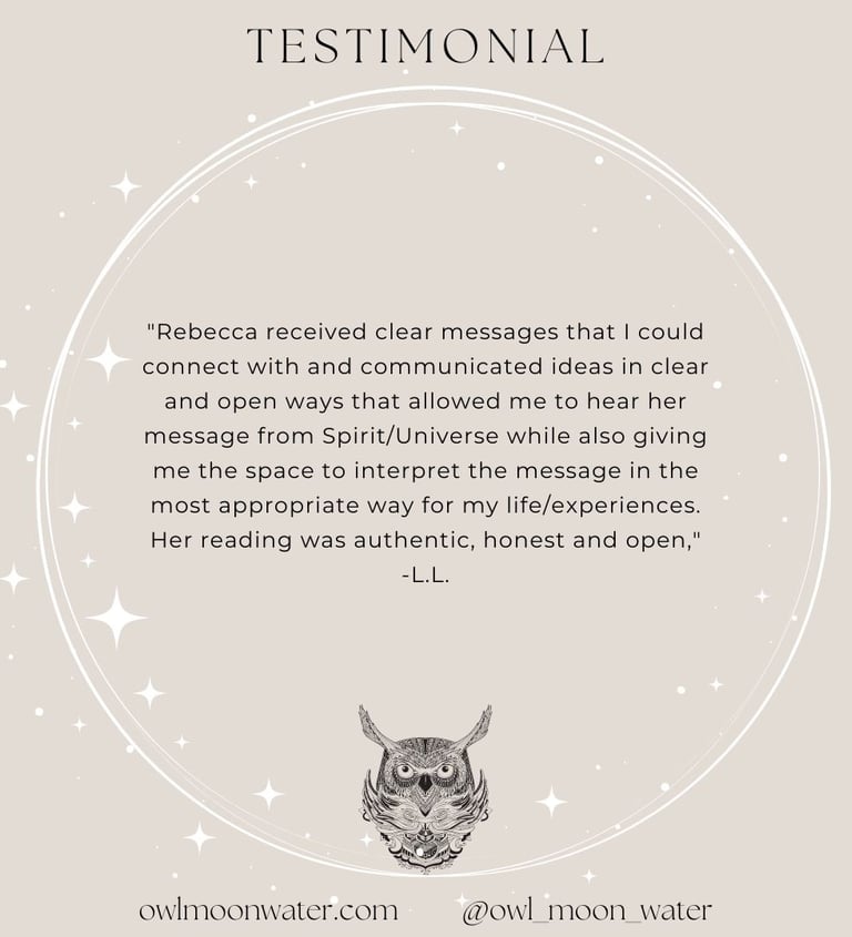 Psychic Reading Testimonial for Owl Moon Water