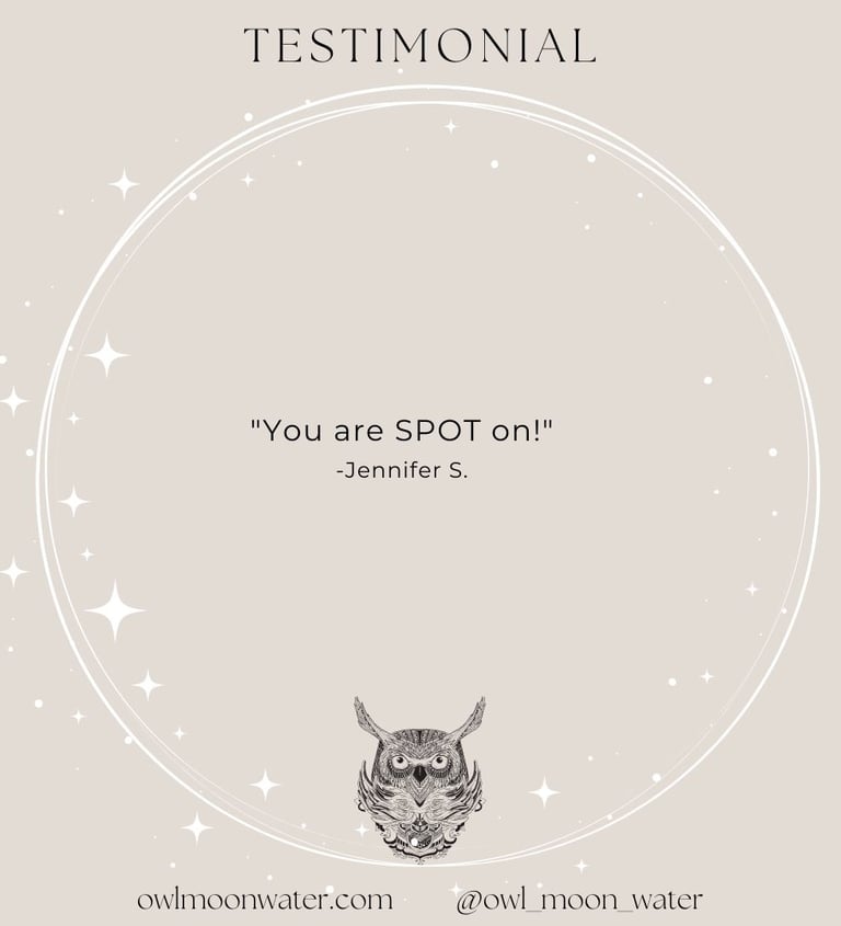 Psychic Reading Testimonial for Owl Moon Water