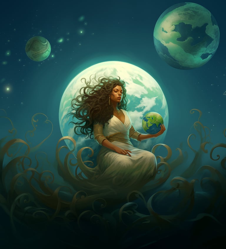 Gaïa ou Terra Mater, image de la déesse gréco-romaine de la terre, origine Stratheós, Strati-Games