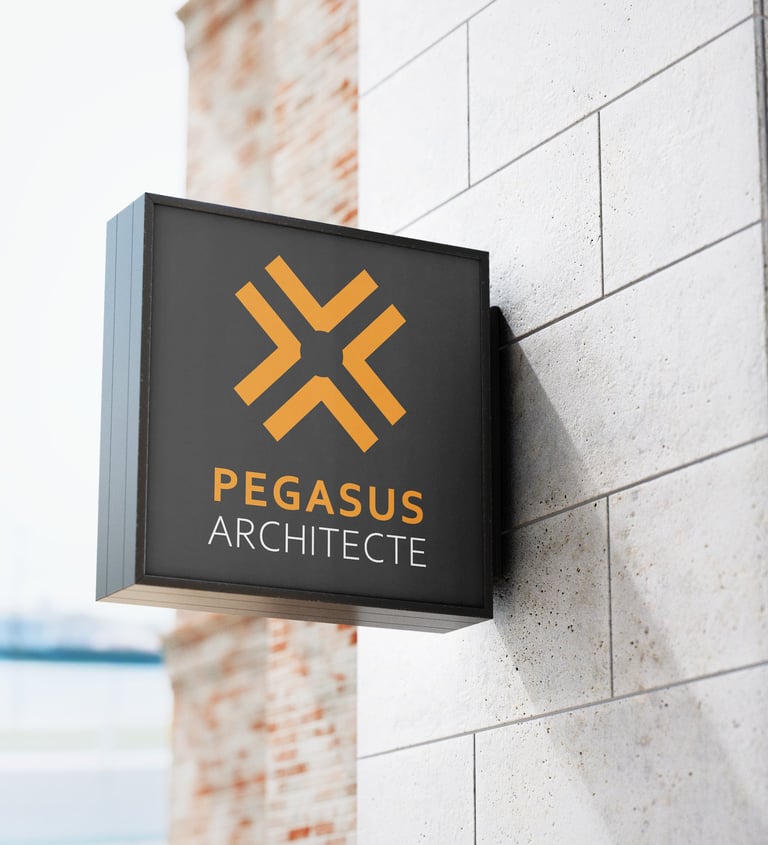 Une enseigne sur un mur avec le logo