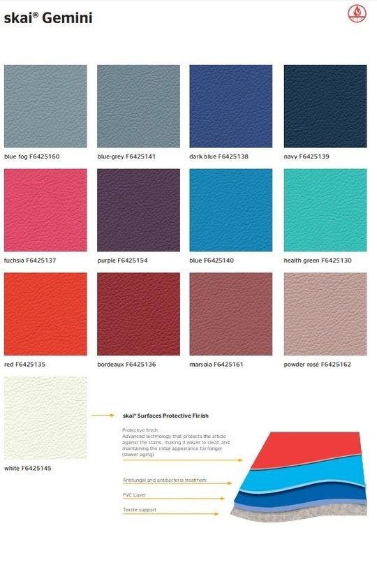 tapizados para mobiliario de peluquería, tapizados Skai Gemini, colores variados de tapizados, tapizados resistentes y durade