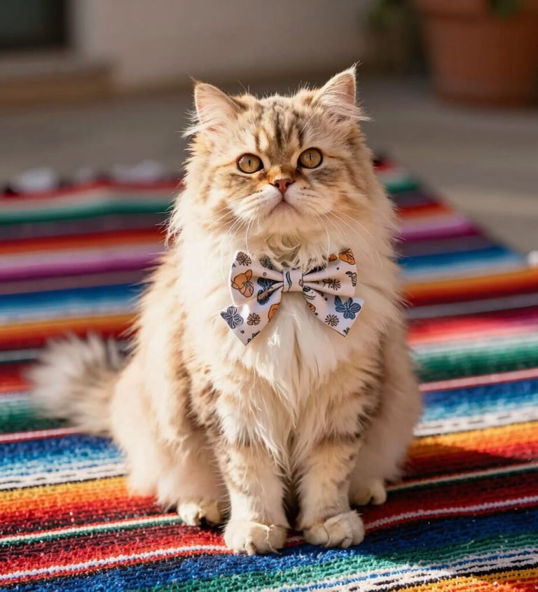 gato con collar con diseño de moño 