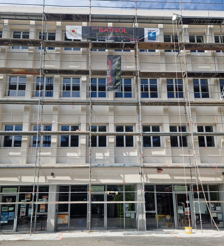 a building with scaffiered scaffolding on the side of a building