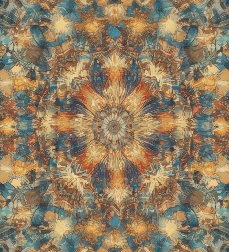 Pintura abstrata e colorida de uma flor em estilo → Caleidoscópio Anual .com.br.