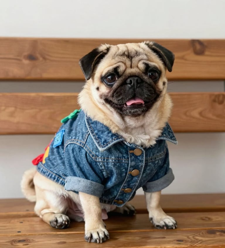 pug con chamarra de mezclilla