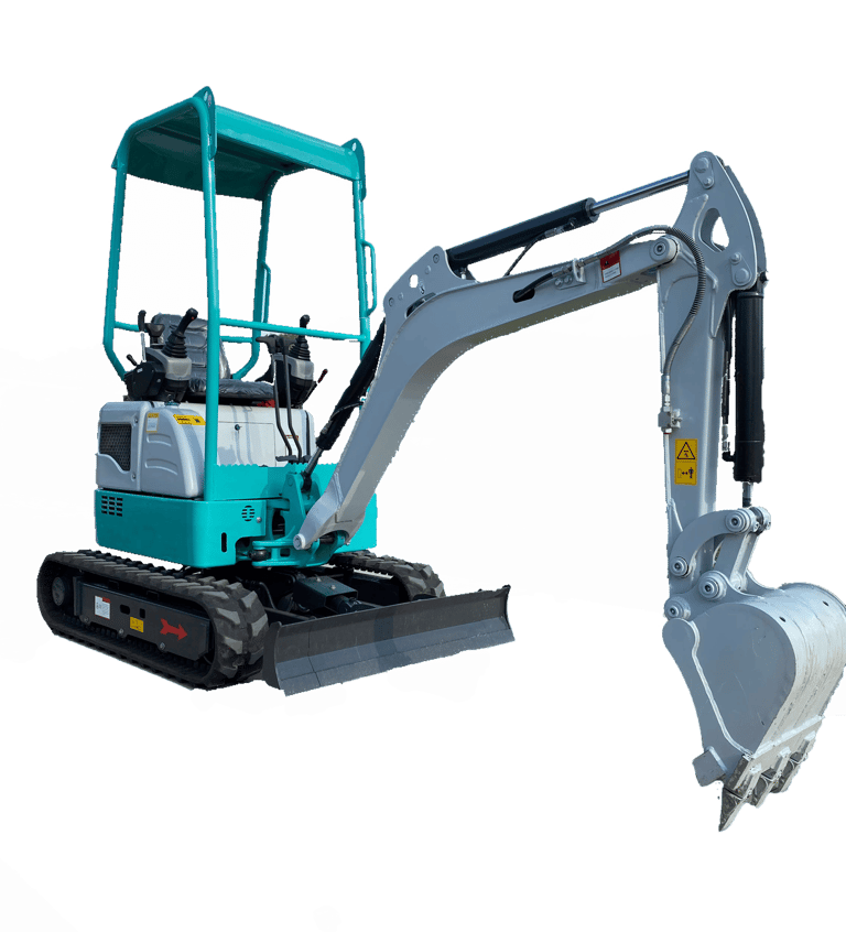 a small excavator with a large excavator