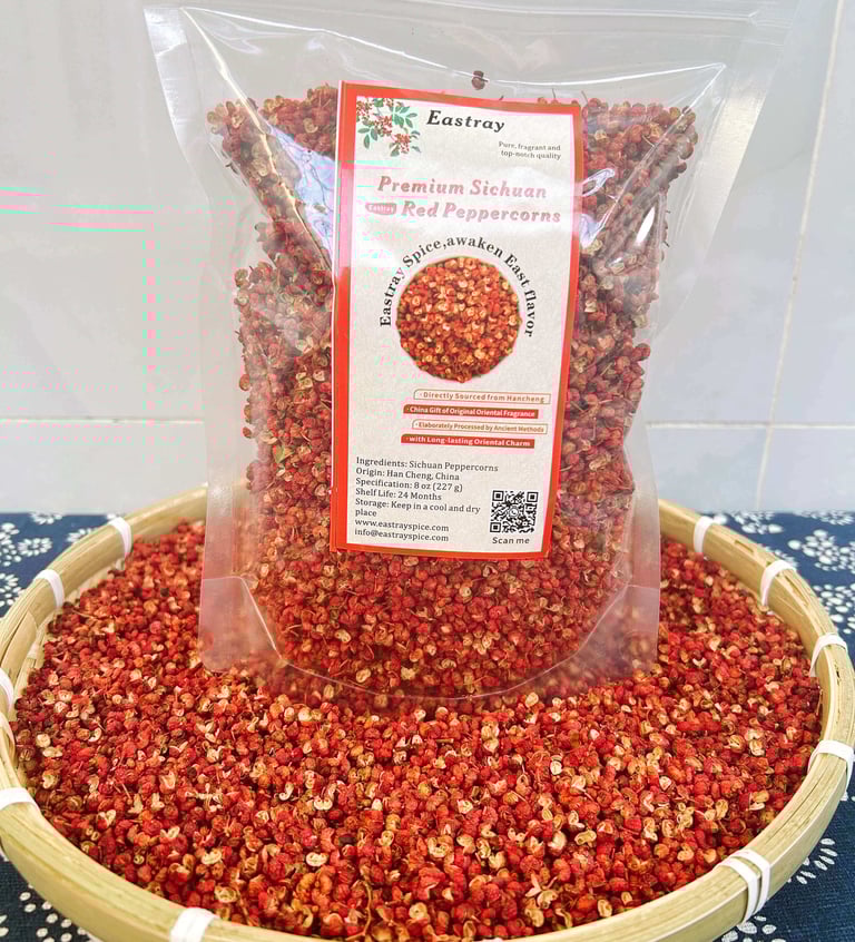 a basket of Sichuan peppers on a basket