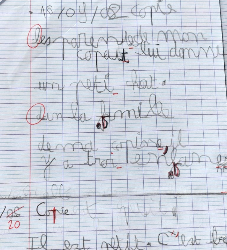 écriture avant rééducation