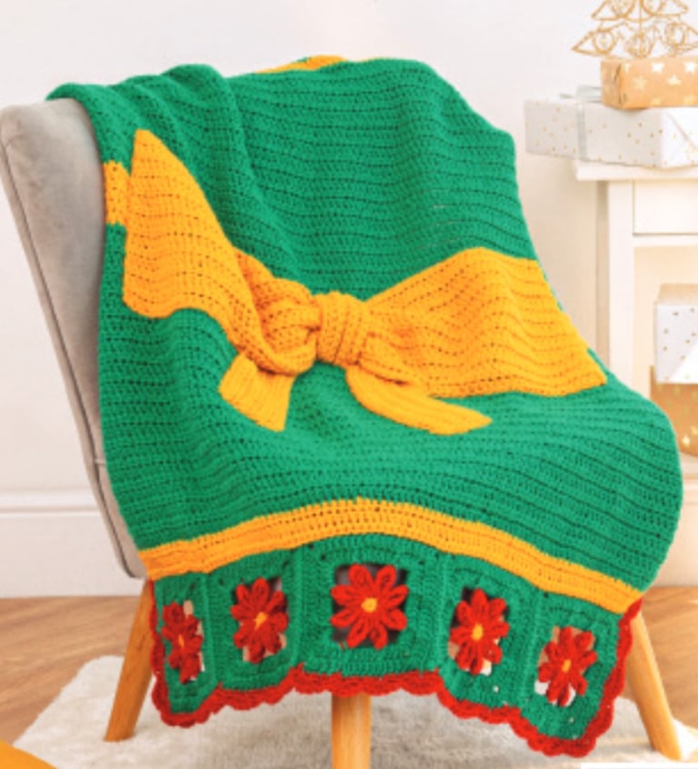 Perfect Poinsettia Lapghan crochet pattern