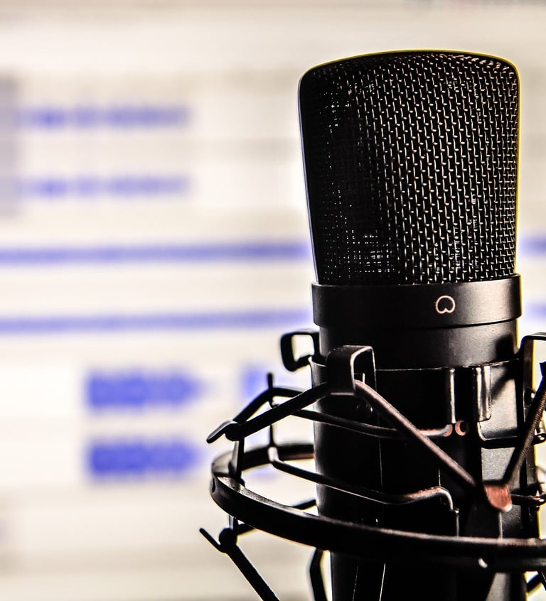 close up of a podcast microphone