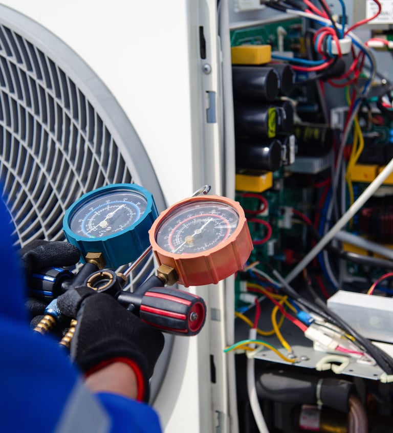 Our engineer doing pressure and maintenance checks