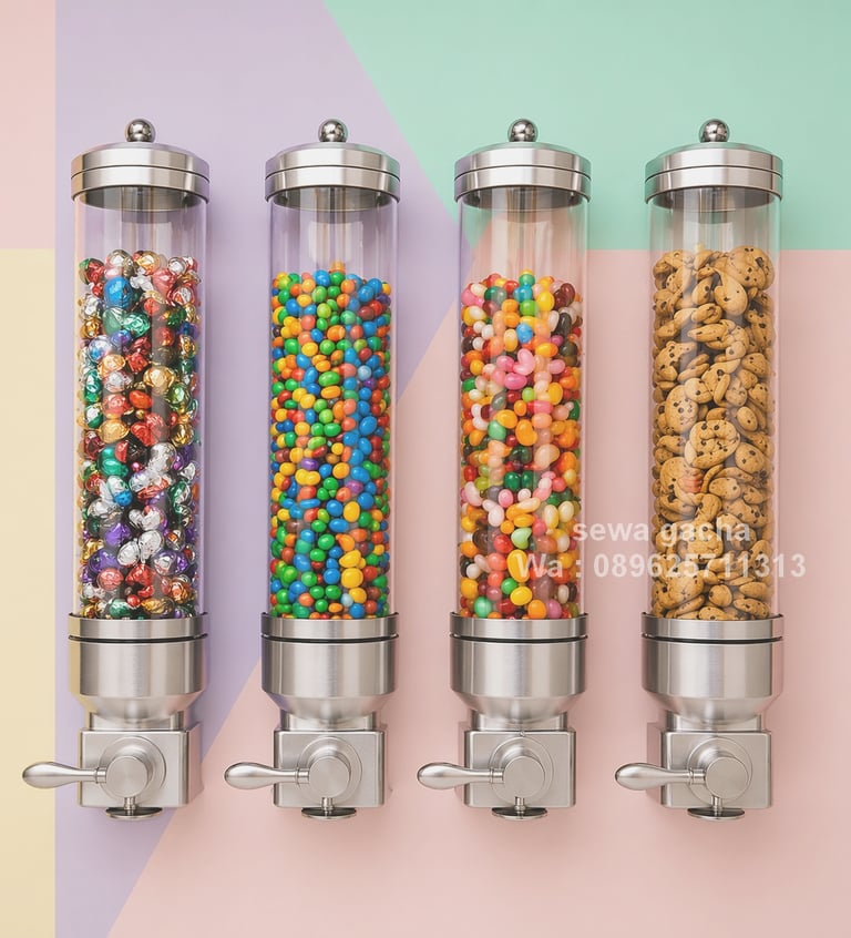 sewa wall mounted display snack / biji kopi dispenser silver